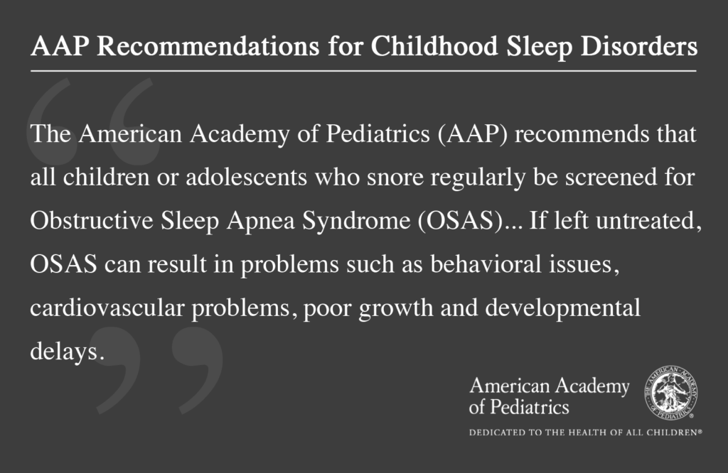 american academy of pediatrics recommendation for sleep disorders